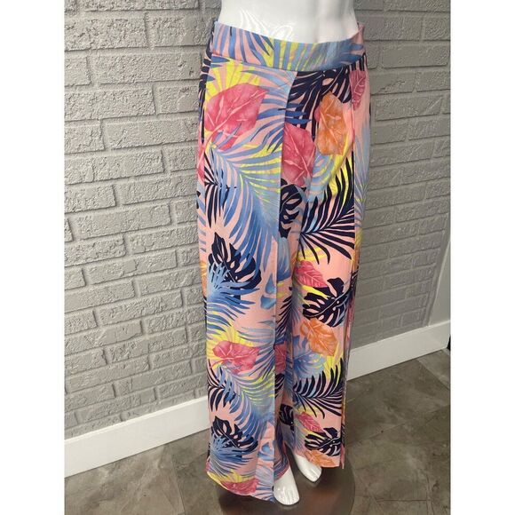 Multicolored Women Palm Print Fly Away Pant Size S - Picture 6 of 6